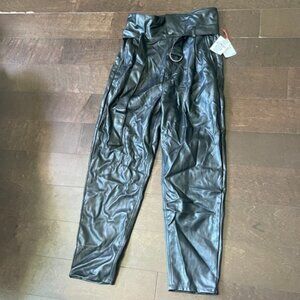 Faux-leather high rise pants